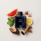 Bleu de Chanel Eau de Parfum bottle-with-ingredients