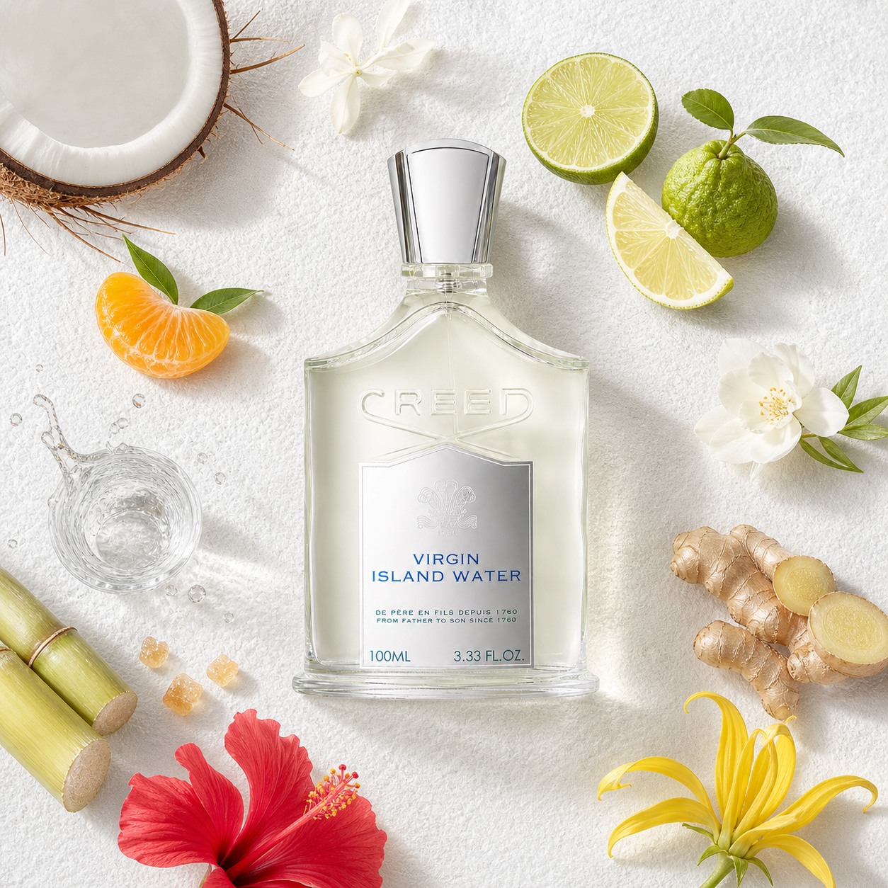 Creed Virgin Island Water Eau de Parfum bottle-with-ingredients