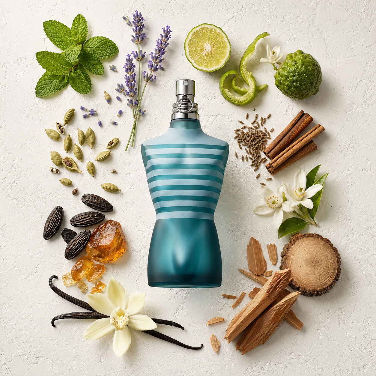 Le Male Eau de Toilette bottle-with-ingredients