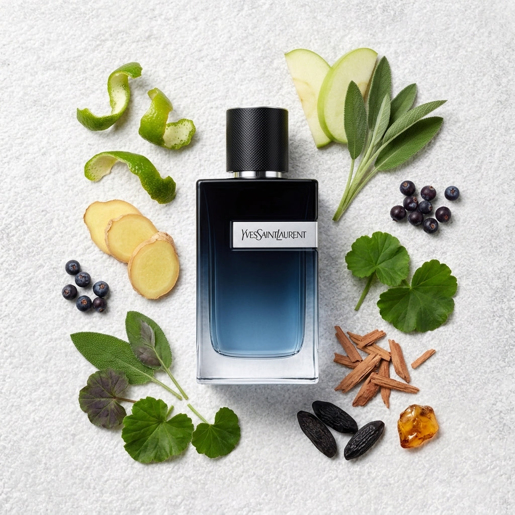Y Eau de Parfum bottle-with-ingredients