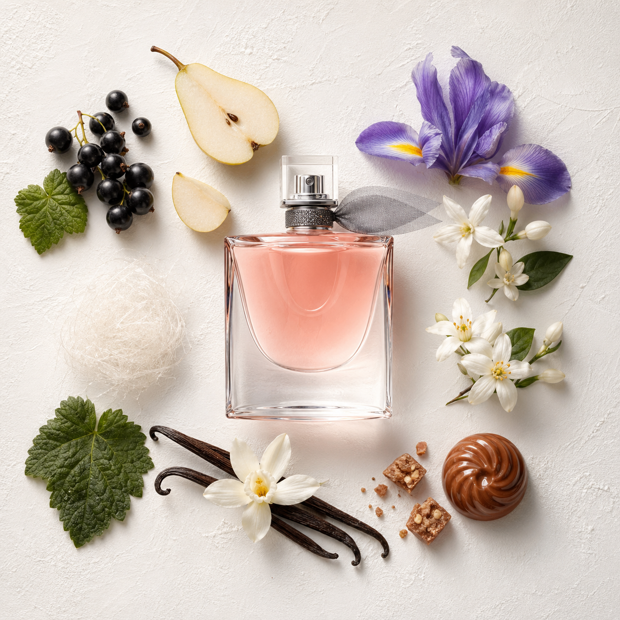 La Vie Est Belle Eau de Parfum bottle-with-ingredients