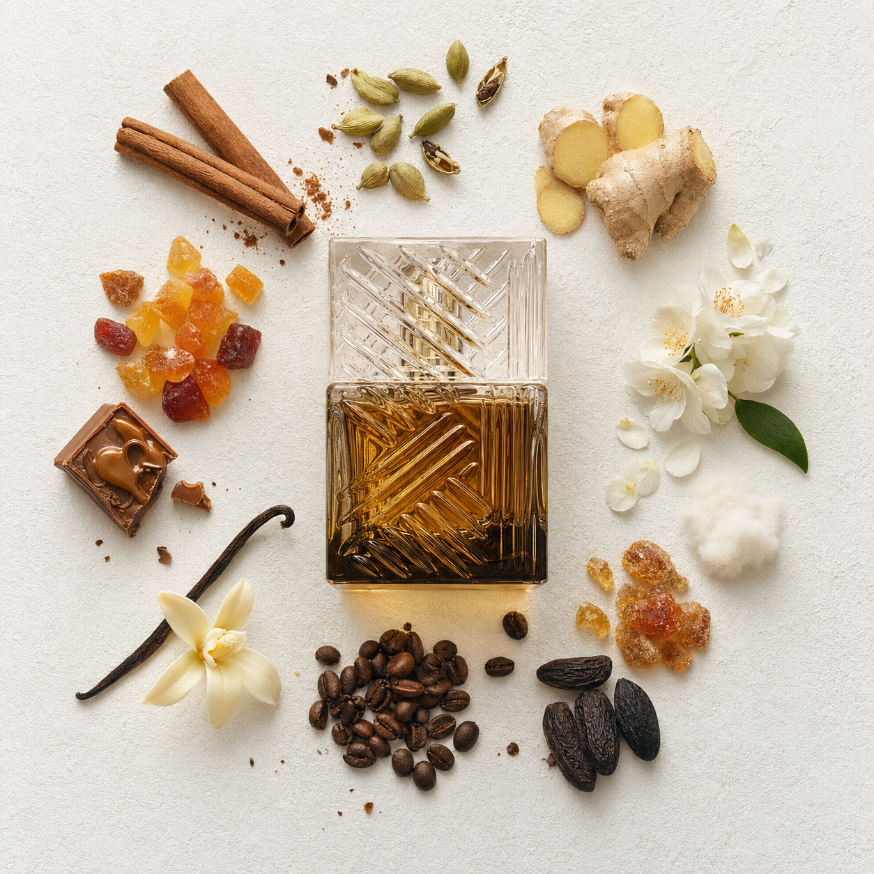 Sweet & Musky khamrah-qahwa bottle-with-ingredients