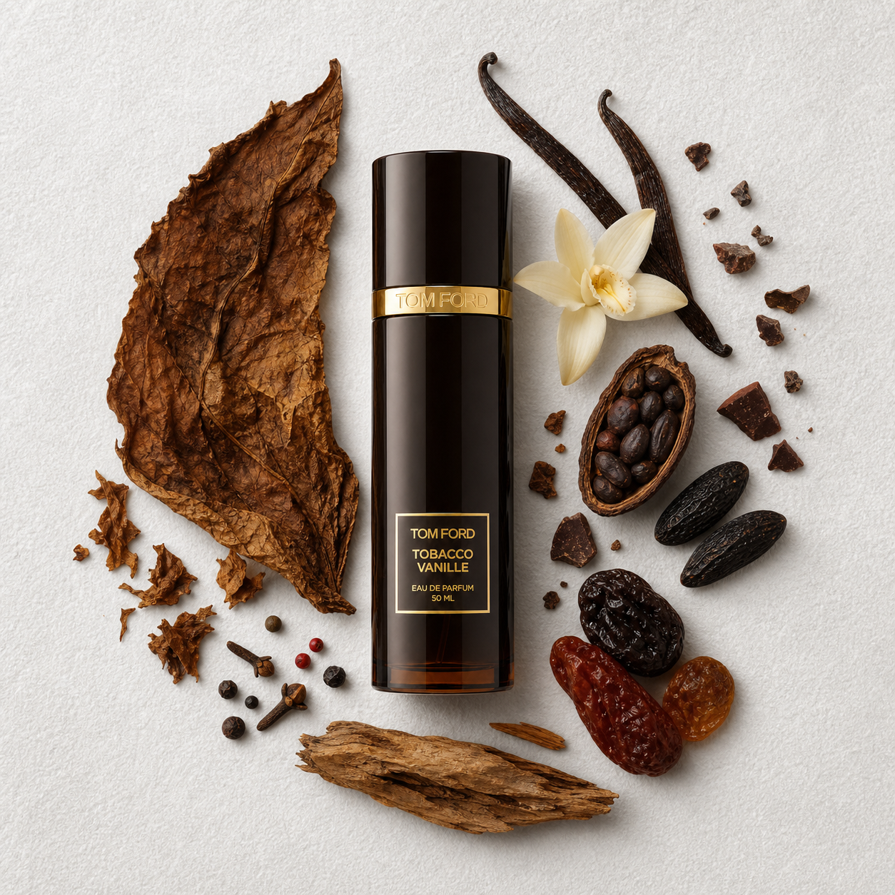 Cozy Fireplace tobacco-vanille-eau-de-parfum bottle-with-ingredients
